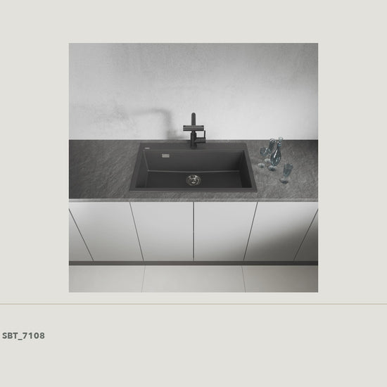 Laveo Tau Granite Kitchen Sink Single Bowl 800mm - Black · product video