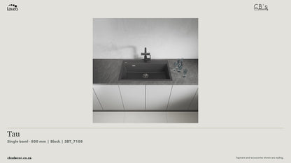 Laveo Tau Granite Kitchen Sink Single Bowl 800mm - Black · product video