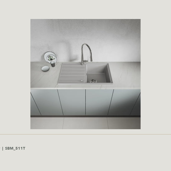 Laveo Margarita Granite Kitchen Sink Single Bowl with Drainer - Grey · product video