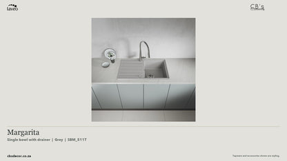 Laveo Margarita Granite Kitchen Sink Single Bowl with Drainer - Grey · product video