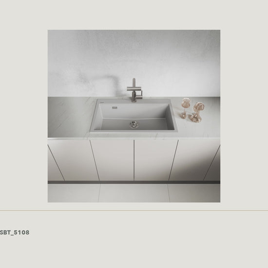 Laveo Tau Granite Kitchen Sink Single Bowl 800mm - Grey · product video