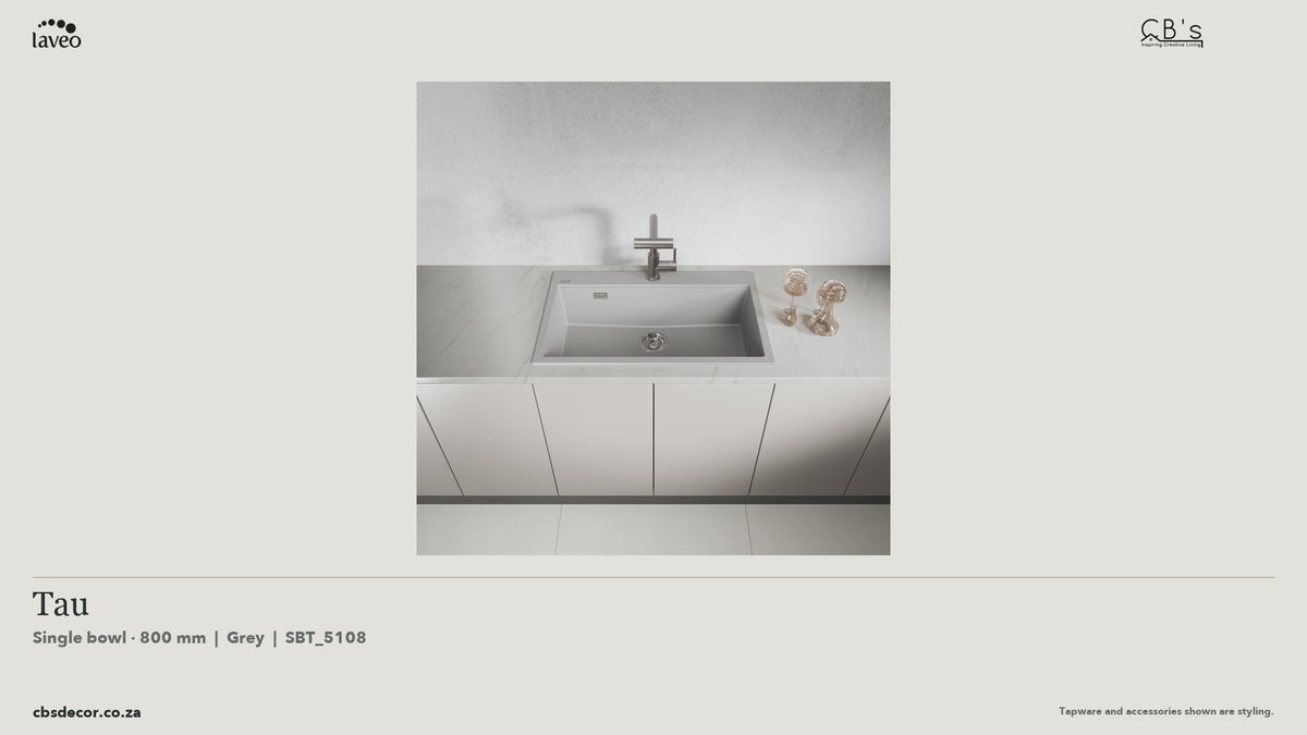 Laveo Tau Granite Kitchen Sink Single Bowl 800mm - Grey · product video