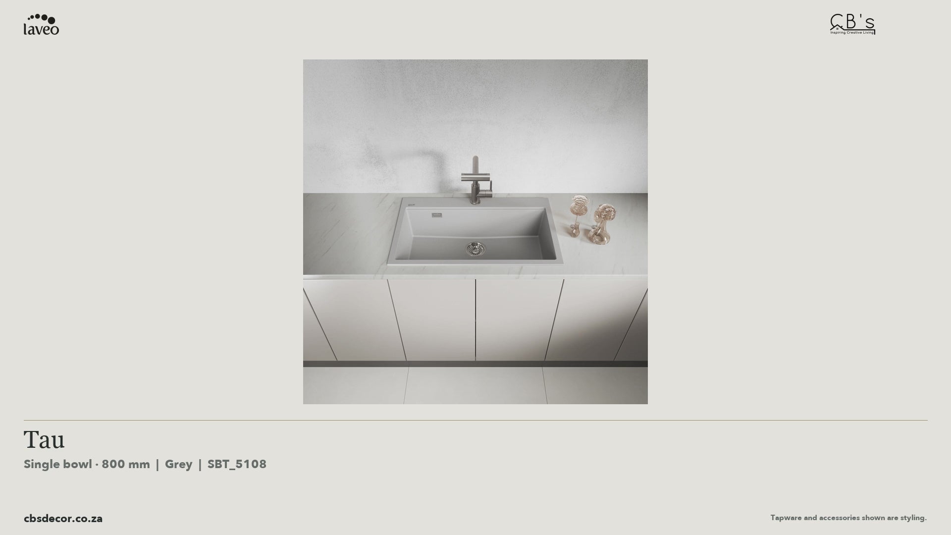 Laveo Tau Granite Kitchen Sink Single Bowl 800mm - Grey · product video