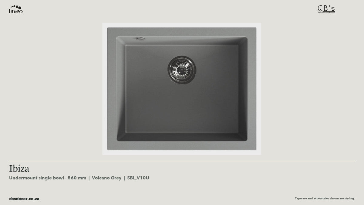 Laveo Ibiza Undermount Granite Kitchen Sink Single Bowl 560mm - Volcano Grey · product video