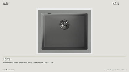 Laveo Ibiza Undermount Granite Kitchen Sink Single Bowl 560mm - Volcano Grey · product video