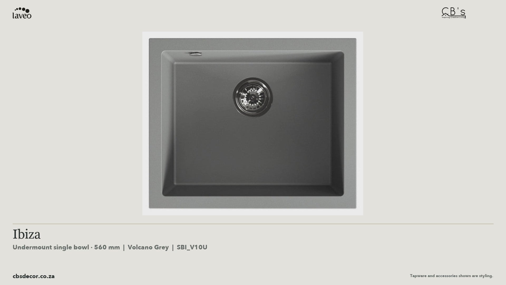 Laveo Ibiza Undermount Granite Kitchen Sink Single Bowl 560mm - Volcano Grey · product video