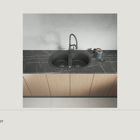 Laveo Dafne Granite Kitchen Sink Double Bowl - Black · product video