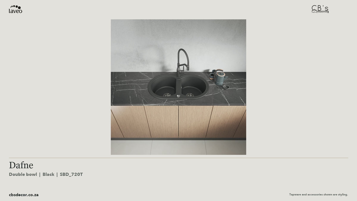 Laveo Dafne Granite Kitchen Sink Double Bowl - Black · product video