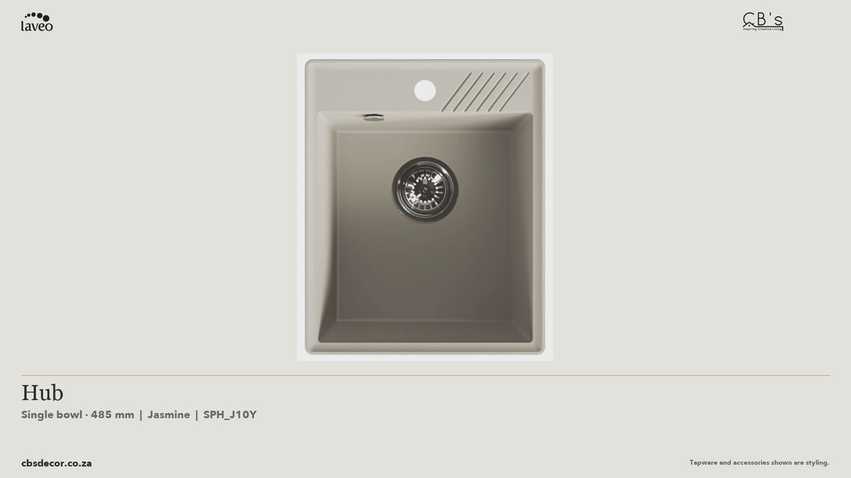 Laveo Hub Granite Kitchen Sink Single Bowl 485mm - Jasmine · product video