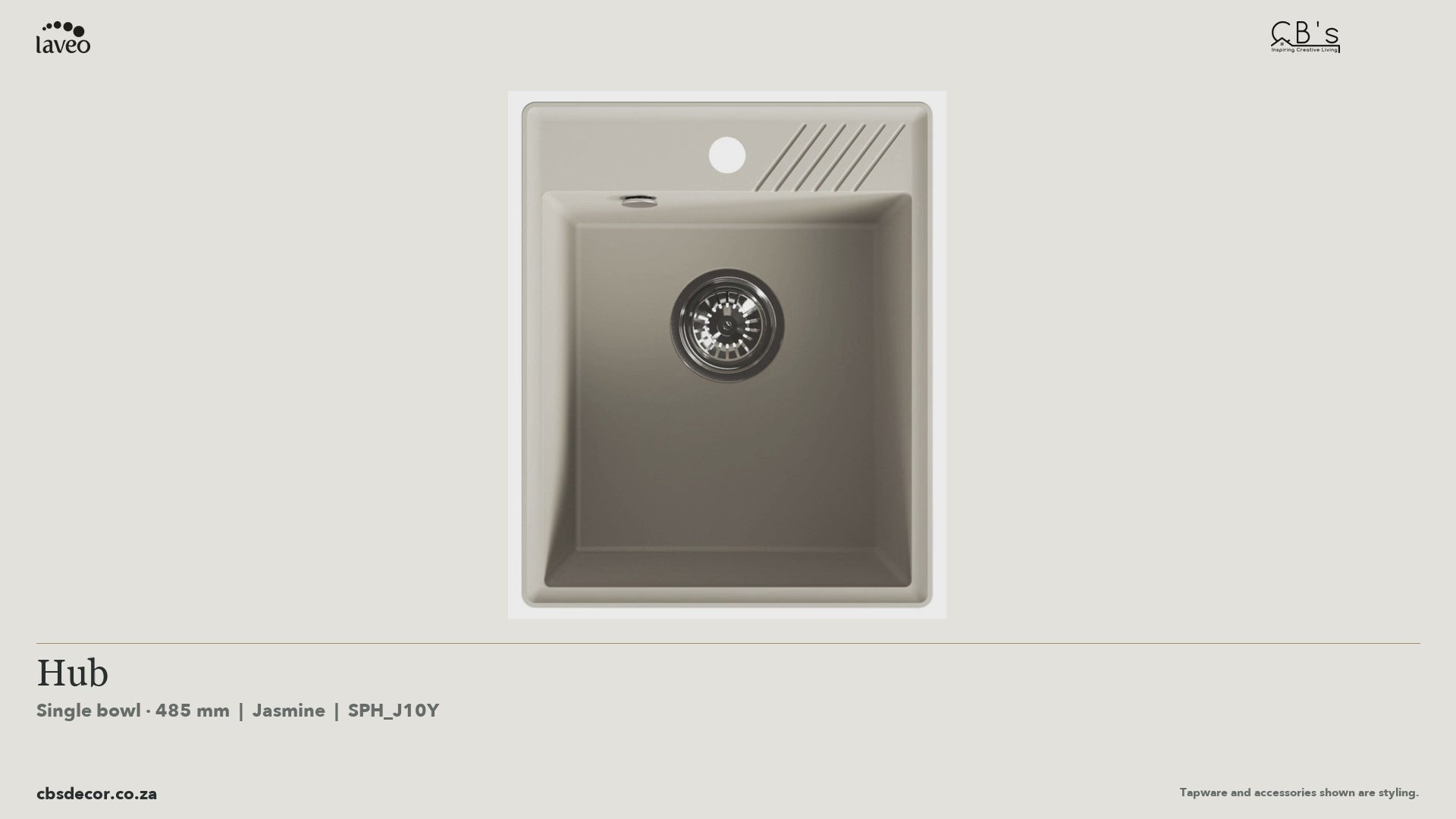 Laveo Hub Granite Kitchen Sink Single Bowl 485mm - Jasmine · product video