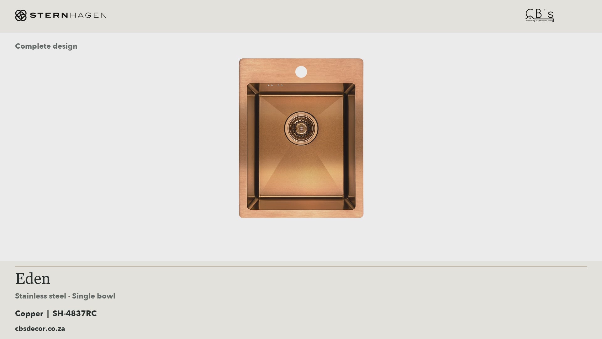 STERNHAGEN Stainless Steel Sink - Eden - Copper · whole-product video