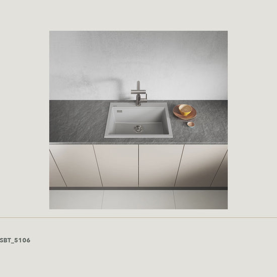 Laveo Tau Granite Kitchen Sink Single Bowl 600mm - Grey · product video