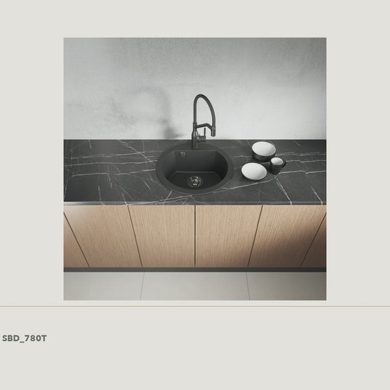 Laveo Dafne Granite Kitchen Sink Single Bowl 510mm - Black · product video