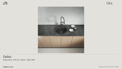 Laveo Dafne Granite Kitchen Sink Single Bowl 510mm - Black · product video