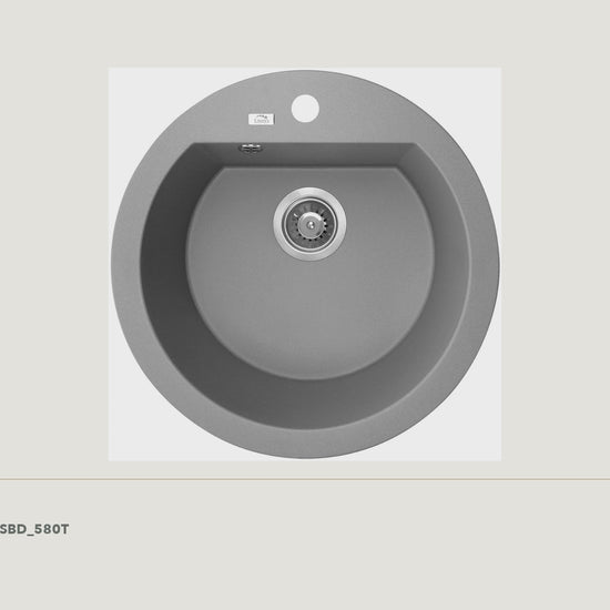 Laveo Dafne Granite Kitchen Sink Single Bowl 510mm - Grey · product video