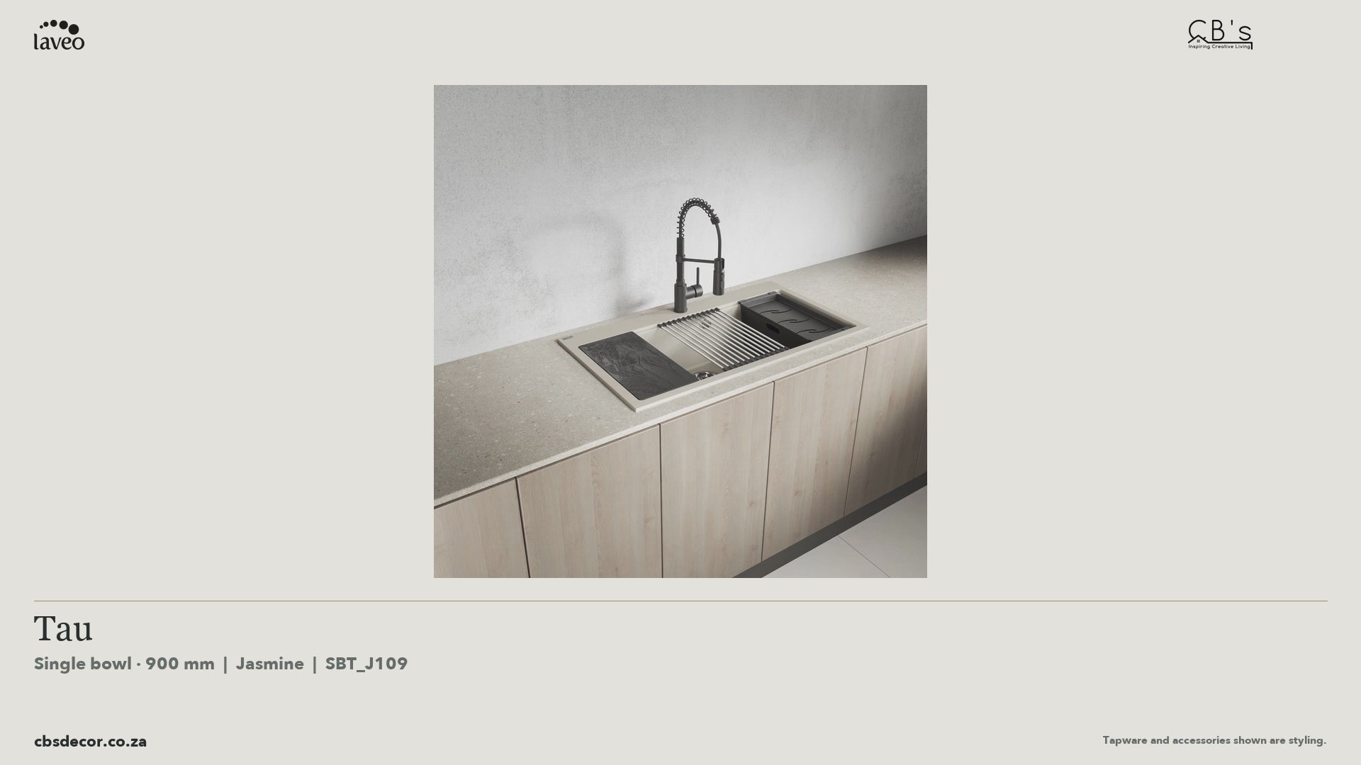 Laveo Tau Granite Kitchen Sink Single Bowl 900mm - Jasmine · product video