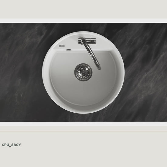 Laveo Muna Granite Kitchen Sink Single Bowl 510mm - White · product video