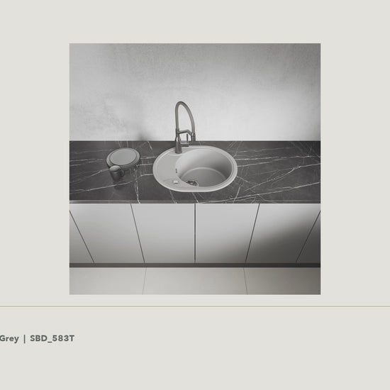 Laveo Dafne Granite Kitchen Sink Single Bowl with Half Drainer - Grey · product video