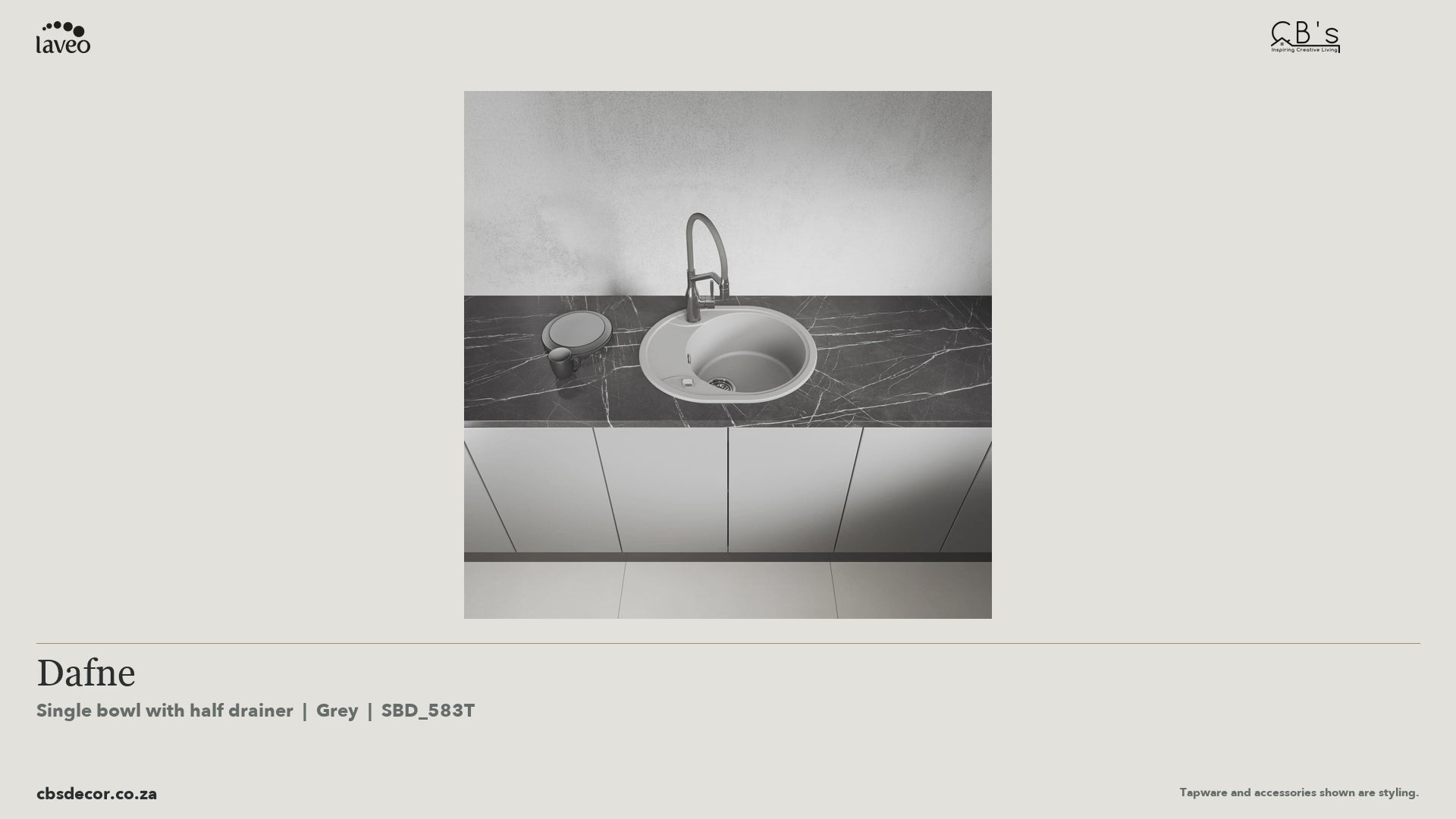 Laveo Dafne Granite Kitchen Sink Single Bowl with Half Drainer - Grey · product video