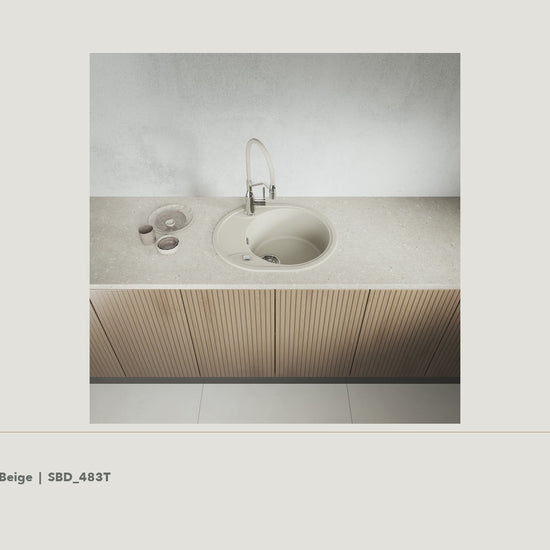Laveo Dafne Granite Kitchen Sink Single Bowl with Half Drainer - Beige / Beach Sand · product video