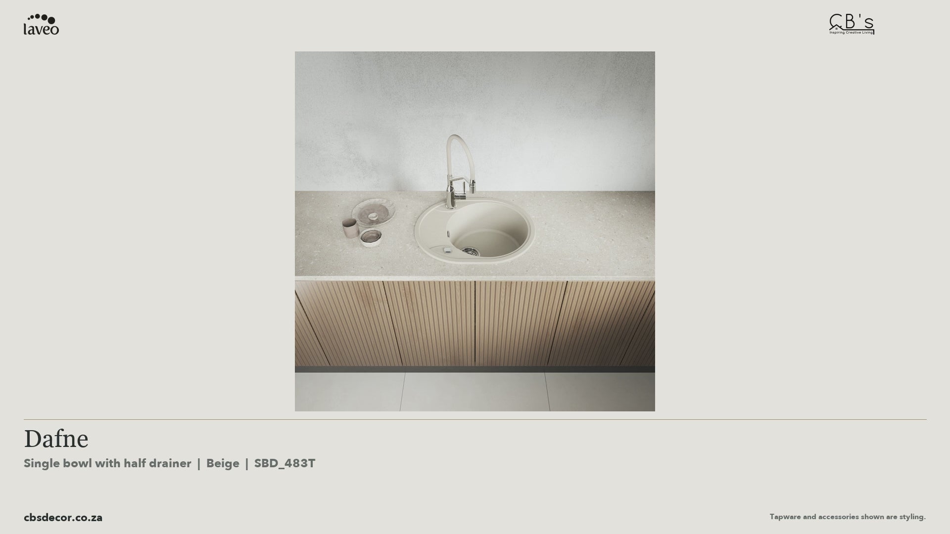 Laveo Dafne Granite Kitchen Sink Single Bowl with Half Drainer - Beige / Beach Sand · product video