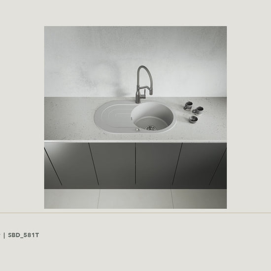Laveo Dafne Granite Kitchen Sink Single Bowl with Drainer - Grey · product video
