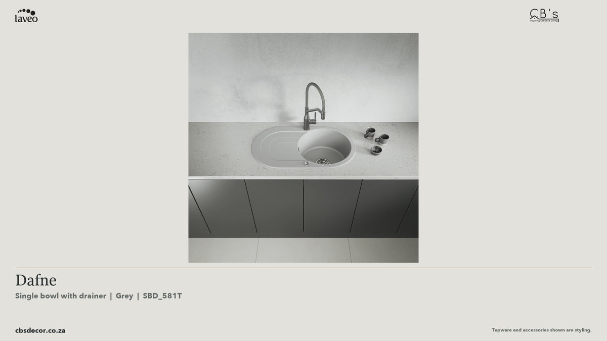 Laveo Dafne Granite Kitchen Sink Single Bowl with Drainer - Grey · product video