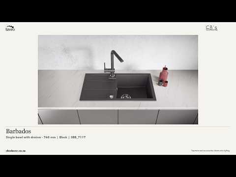 Laveo Barbados SBB_711T Black · 760 mm single bowl with drainer · product video