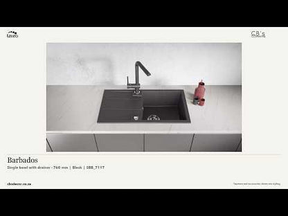 Laveo Barbados SBB_711T Black · 760 mm single bowl with drainer · product video