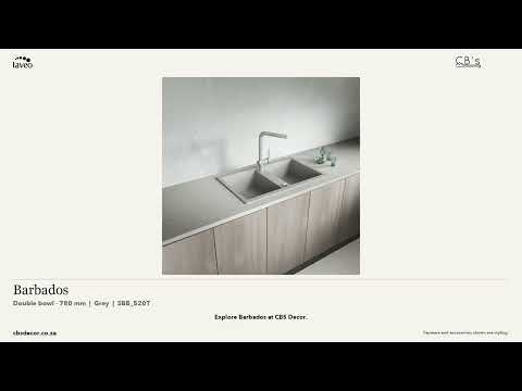 Laveo Barbados Granite Kitchen Sink Double Bowl 780mm - Grey · product video