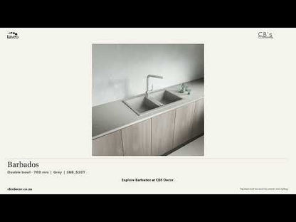 Laveo Barbados Granite Kitchen Sink Double Bowl 780mm - Grey · product video