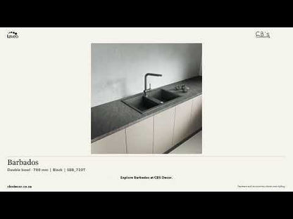 Laveo Barbados Granite Kitchen Sink Double Bowl 780mm - Black · product video