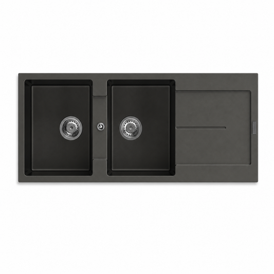 STERNHAGEN Enigma D200 Granite Composite Kitchen Sink Double Bowl with Drainer 1160 mm - Metallic