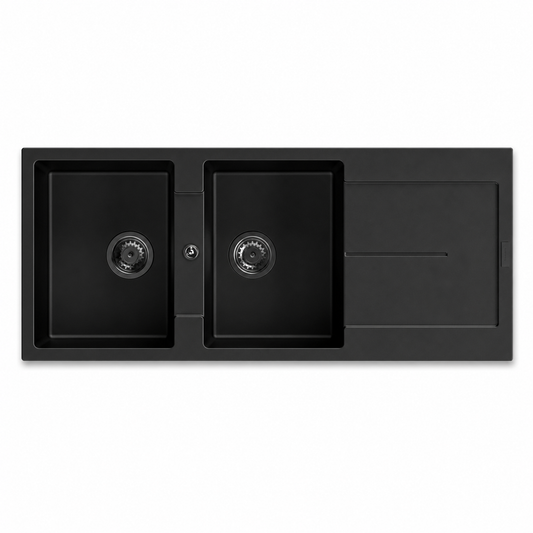 STERNHAGEN Enigma D200 Granite Composite Kitchen Sink Double Bowl with Drainer 1160 mm - Nera Black