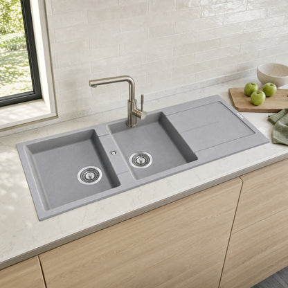 Sternhagen Enigma D200 Croma double bowl granite composite kitchen sink in a modern kitchen