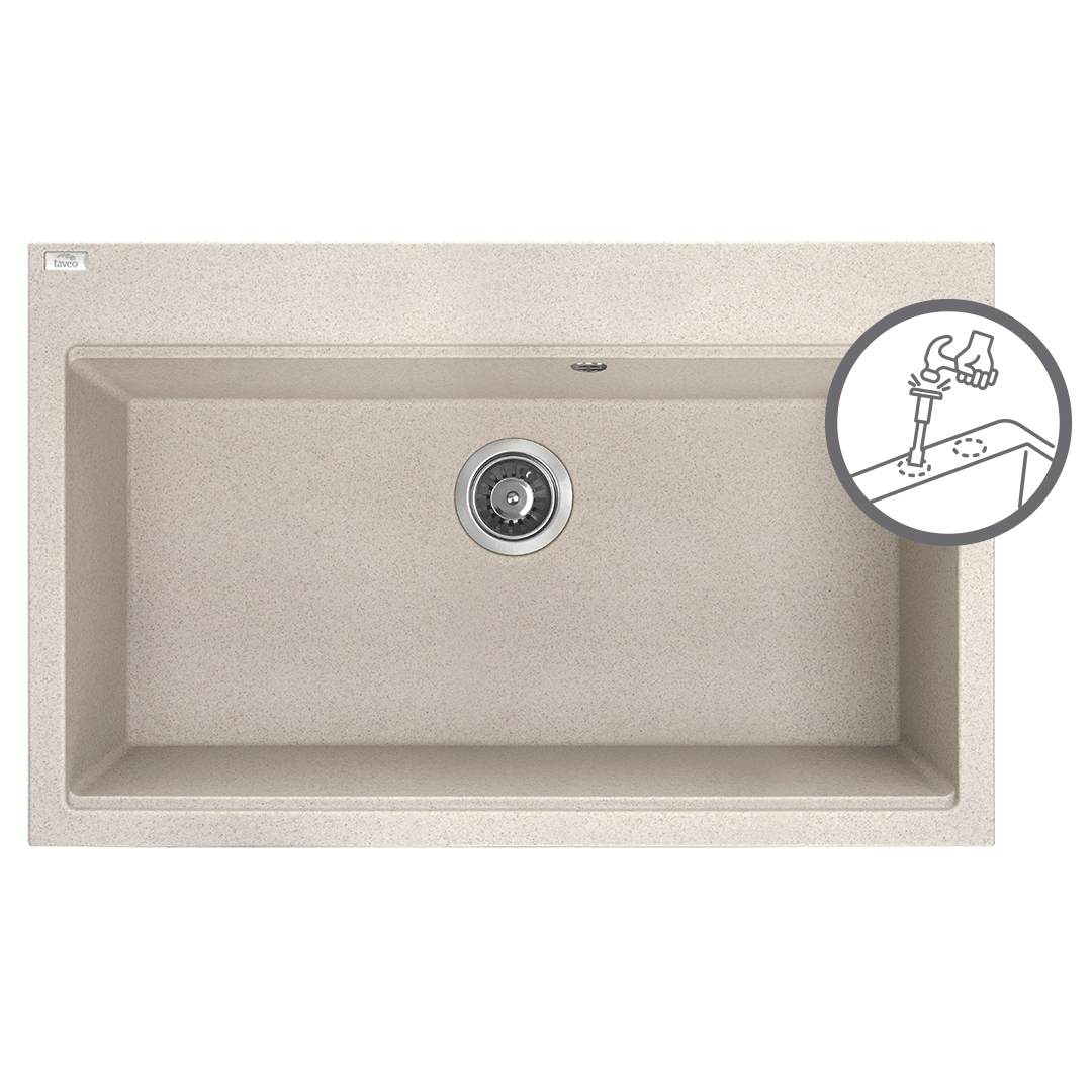 Laveo Tau Granite Sink 1 Bowl 800mm - Beige