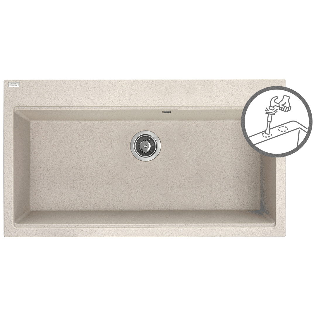 Laveo Tau Granite Sink 1 Bowl 900mm - Beach Sand