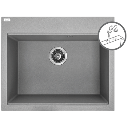 Laveo Tau Granite Sink 1 Bowl 600mm - Grey