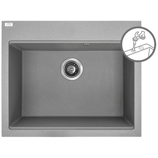 Laveo Tau Granite Sink 1 Bowl 600mm - Grey