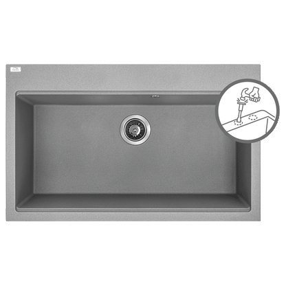 Laveo Tau Granite Sink 1 Bowl 800mm - Grey
