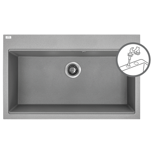 Laveo Tau Granite Sink 1 Bowl 800mm - Grey