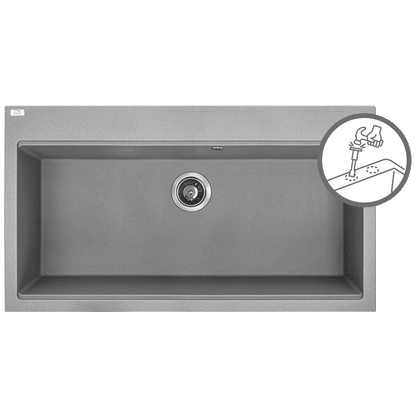 Laveo Tau Granite Sink 1 Bowl 900mm - Grey