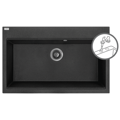 Laveo Tau Granite Sink 1 Bowl 800mm - Black