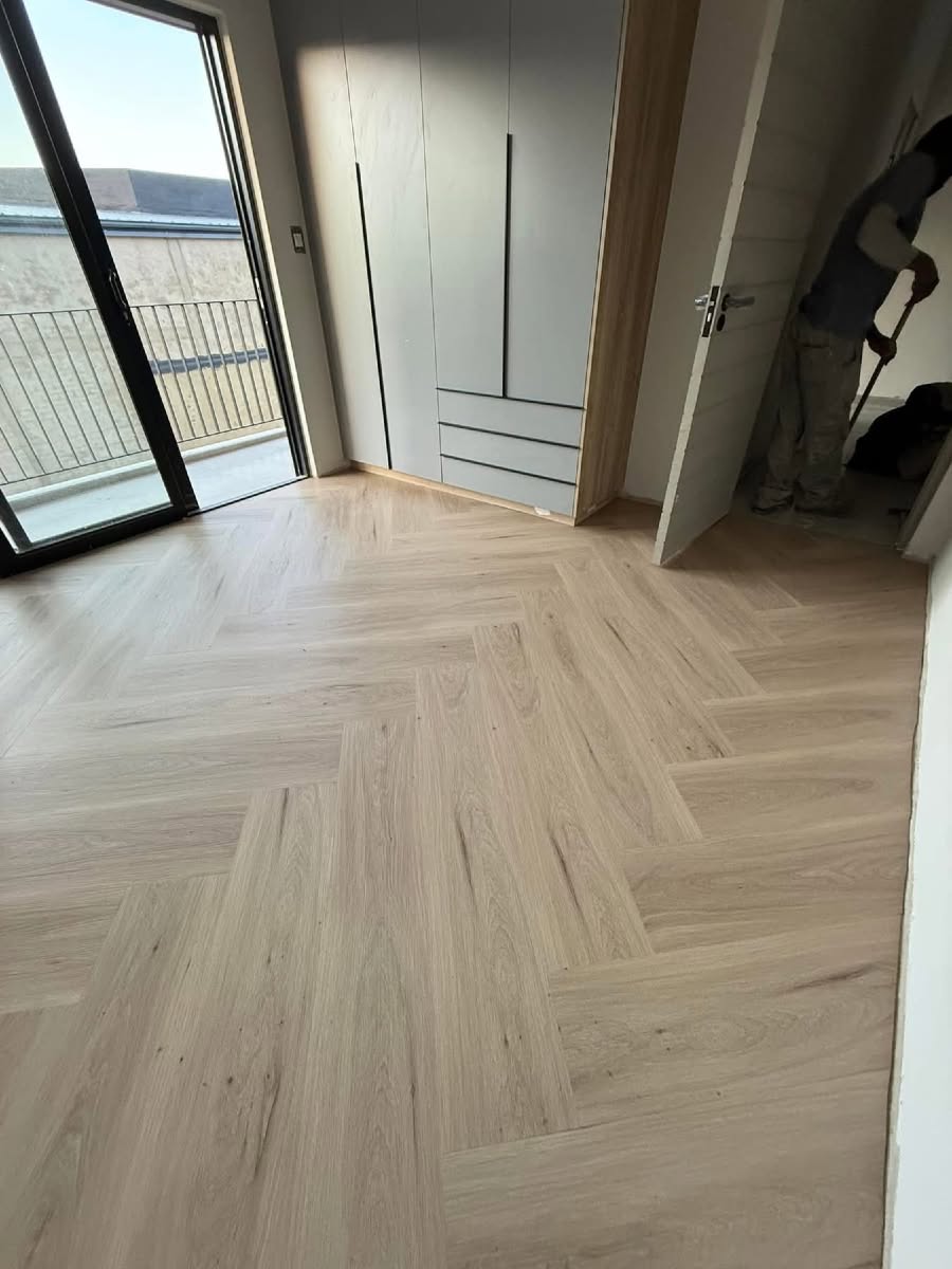 Celeste Herringbone Glue Down Vinyl Flooring room setting