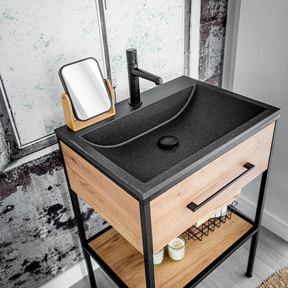 Laveo Albano Granite Washbasin Black lifestyle