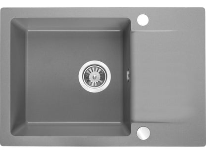 Laveo Celebes Granite Sink 1 Bowl with Half Drainer - Grey