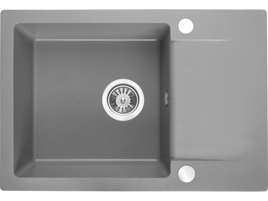 Laveo Celebes Granite Sink 1 Bowl with Half Drainer - Grey