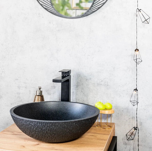 Laveo Amber Granite Countertop Basin 410 mm - Black