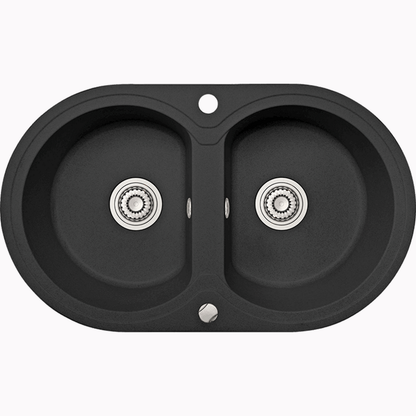 Laveo Dafne Granite Sink 2 Bowl - Black