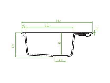Laveo Dafne Granite Sink 1 Bowl with Half Drainer - Grey